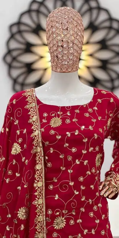 SSR 457 Red Vichitra Silk Embroidery Sequence Work Sleeve Dhoti Stael Sharara Suit Wedding, Party, Festive, Events Expected Delivery 4-6 Working Days @2199/- | Salwar suit, Designer Suits, Casual Suits, Creative suits, Palazzo Suits, Party Wear Suits, Straight Suits