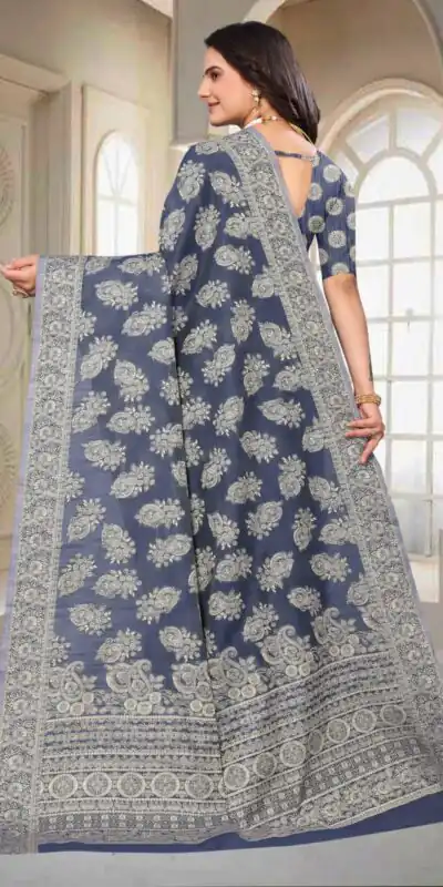 DDH Chikankari Blue Color Chikankari Cotton Line Work Saree Events Casual, Wedding, Festive, Events Etc. Expected Delivery 4-6 Working Days @1749 /- | Sarees, Bollywood Sarees, Creative Sarees, Designer Sarees, Embroidered Sarees, Ethnic Saree, Modern Digital sarees, Party Wear Sarees