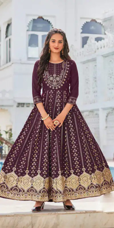 INLI Anarkali Purple Color Heavy 14 Kg Rayon Printed WorkKurti Casual, Wedding, Party, Festive, Events Etc. Expected Delivery 4-6 Working Days @1699/- | Kurti, Bollywood Kurti, Creative Kurtis, Designer Kurti, Party Wear Kurti, Selfie Kurti