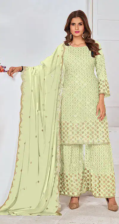 FC 5609 Light Green Color Cute Light Green Color Georgette Embroidery Stone Sharara Suit Wedding, Party, Festive Expected Delivery 4-6 Working Days  @2199/- | Jump Suits, Salwar suit, Designer Suits, Casual Suits, Creative suits, Palazzo Suits, Party Wear Suits, Patiala Suits, Straight Suits