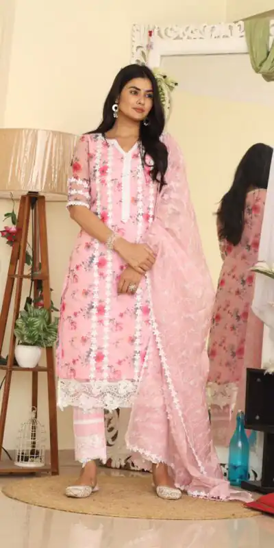 RTC 8043 Light Pink Color Organza Silk Digital Printed Thread Anarkali Suit Casual, Wedding, Festive, Events Etc. Expected Delivery 4-6 Working Days @1799/- | Anarkali Suits, Bollywood Anarkali, Creative-Anarkali, Designer Anarkali, Embroidered Anarkali, Party Wear Anarkali