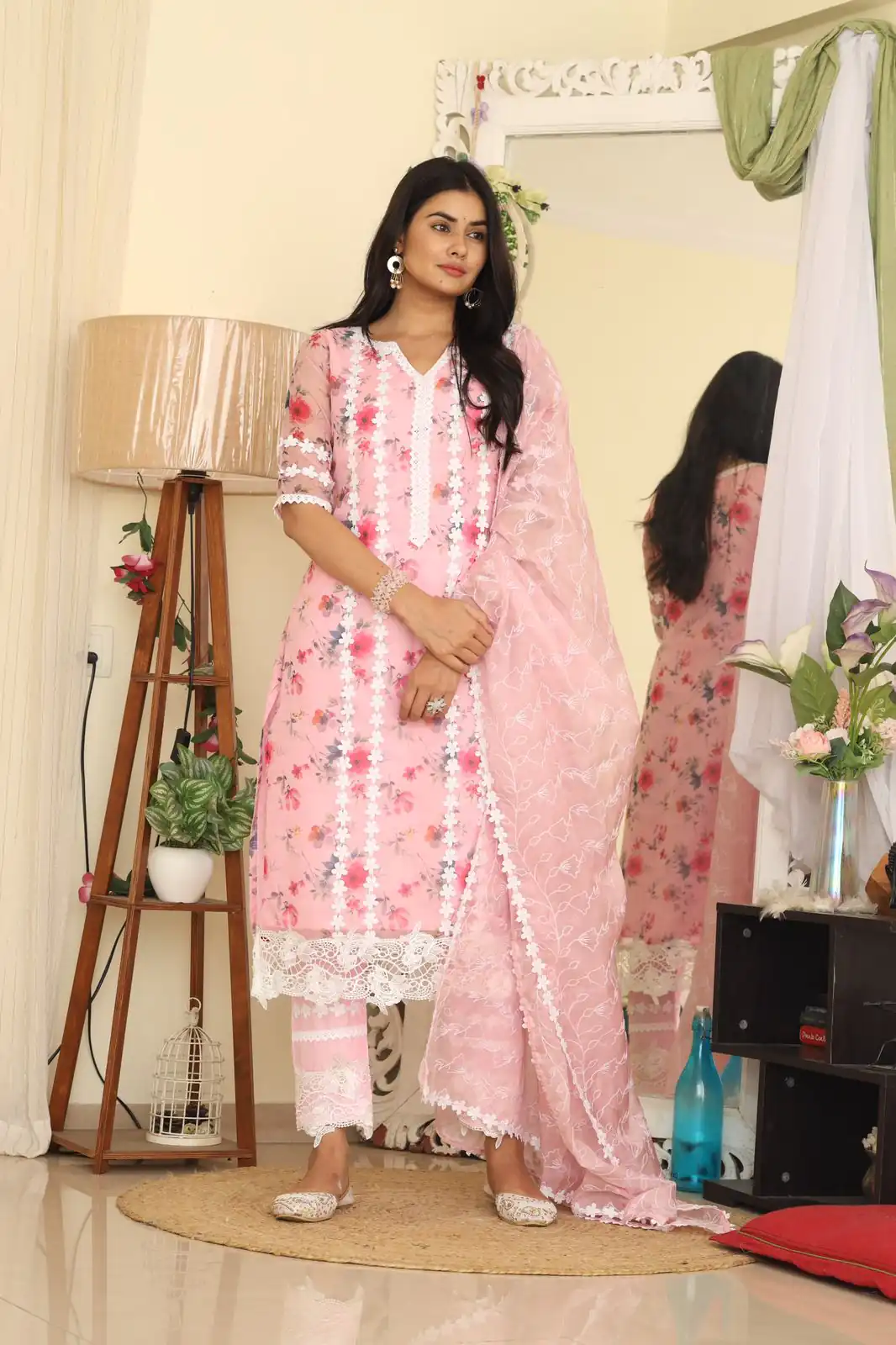 RTC 8043 Light Pink Color Organza Silk Digital Printed Thread Anarkali Suit Casual, Wedding, Festive, Events Etc. Expected Delivery 4-6 Working Days @1799/- | Anarkali Suits, Bollywood Anarkali, Creative-Anarkali, Designer Anarkali, Embroidered Anarkali, Party Wear Anarkali