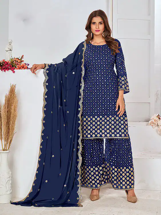 FC 5609 Royal Blue Color Cute Light Green Color Georgette Embroidery Stone Sharara Suit Wedding, Party, Festive Expected Delivery 4-6 Working Days  @2199/- | Jump Suits, Salwar suit, Designer Suits, Casual Suits, Creative suits, Palazzo Suits, Party Wear Suits, Patiala Suits, Straight Suits