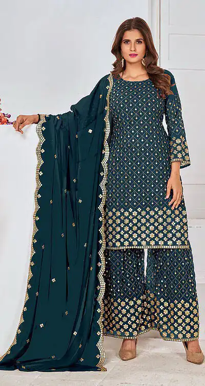 FC 5609 Stone Green Color Cute Light Green Color Georgette Embroidery Stone Sharara Suit Wedding, Party, Festive Expected Delivery 4-6 Working Days  @2199/- | Jump Suits, Salwar suit, Designer Suits, Casual Suits, Creative suits, Palazzo Suits, Party Wear Suits, Patiala Suits, Straight Suits