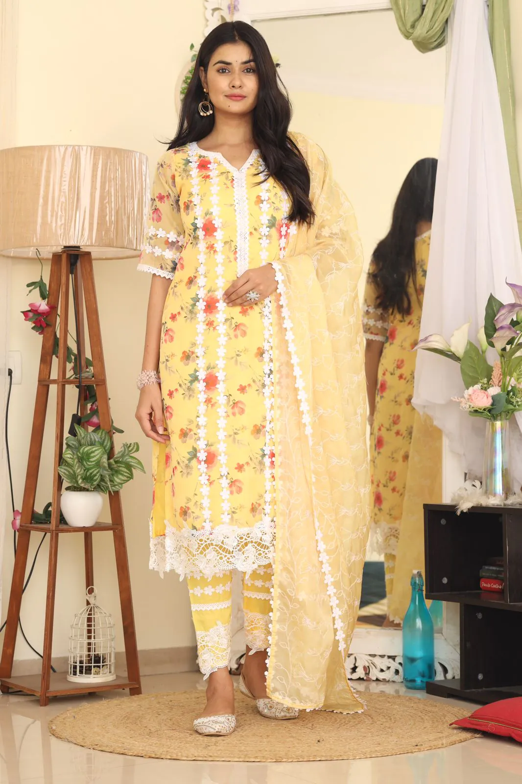 RTC 8043 Yellow Color Organza Silk Digital Printed Thread Anarkali Suit Casual, Wedding, Festive, Events Etc. Expected Delivery 4-6 Working Days @1799/- | Anarkali Suits, Bollywood Anarkali, Creative-Anarkali, Designer Anarkali, Embroidered Anarkali, Party Wear Anarkali