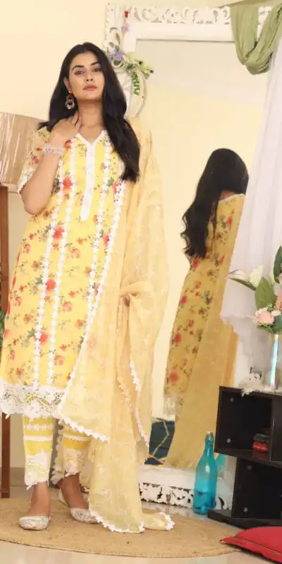 RTC 8043 Yellow Color Organza Silk Digital Printed Thread Anarkali Suit Casual, Wedding, Festive, Events Etc. Expected Delivery 4-6 Working Days @1799/- | Anarkali Suits, Bollywood Anarkali, Creative-Anarkali, Designer Anarkali, Embroidered Anarkali, Party Wear Anarkali