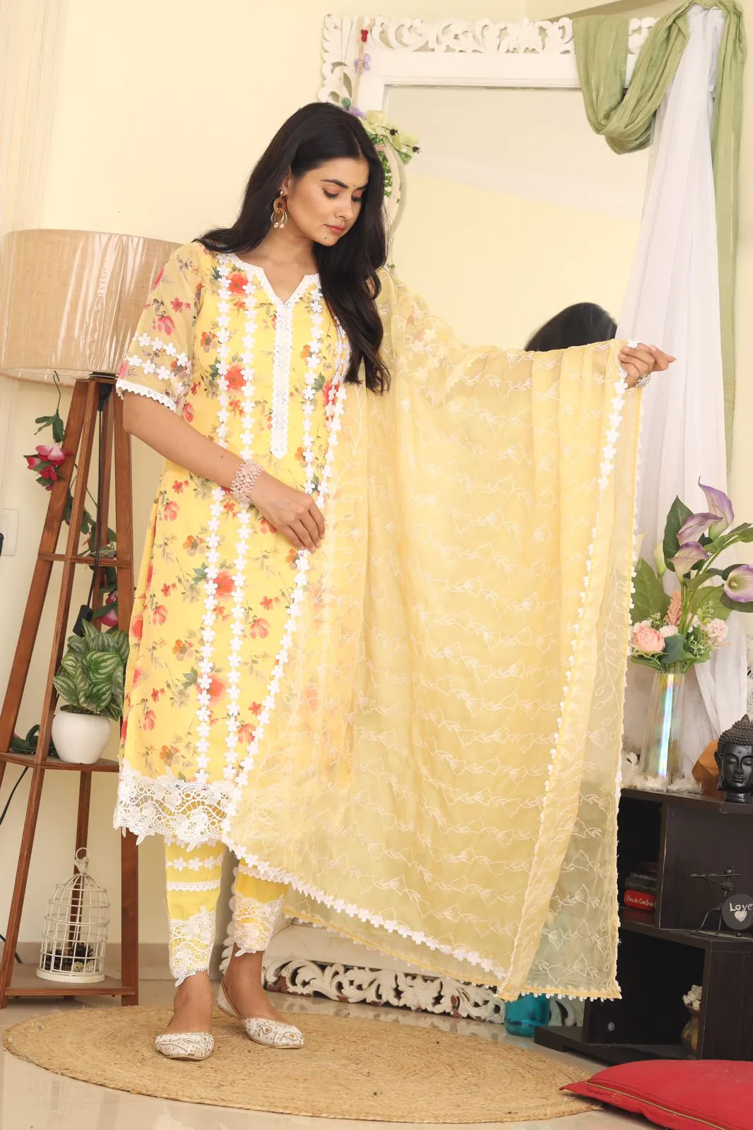 RTC 8043 Yellow Color Organza Silk Digital Printed Thread Anarkali Suit Casual, Wedding, Festive, Events Etc. Expected Delivery 4-6 Working Days @1799/- | Anarkali Suits, Bollywood Anarkali, Creative-Anarkali, Designer Anarkali, Embroidered Anarkali, Party Wear Anarkali