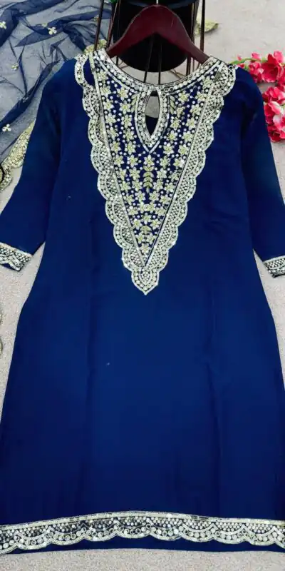 NSR 784 Blue Color Georgette Embroidery Sequence Mirror Hand Work Salwar Suit Casual, Party Festive, Events Etc. Expected Delivery 4-6 Working Days @2050/- | Jump Suits, Salwar suit, Designer Suits, Casual Suits, Creative suits, Palazzo Suits, Party Wear Suits, Patiala Suits, Straight Suits