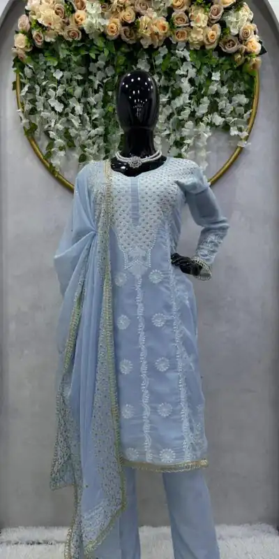  RTC 5689 Blue Color Tabby Organza Thread Sequence Work Kurti Casual, Wedding, Party, Festive, Events Etc. Expected Delivery 4-6 Working Days @1999/- | Kurti, Bollywood Kurti, Creative Kurtis, Designer Kurti, Party Wear Kurti, Selfie Kurti