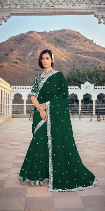 KT 244 Green Color Bright Organza Silk Sequence Work Saree Blouse: Bangalore Silk Casual, Party Wear, Wedding   Expected Delivery 4-6 Working Days@1899/- | Sarees, Bollywood Sarees, Creative Sarees, Designer Sarees, Embroidered Sarees, Party Wear Sarees