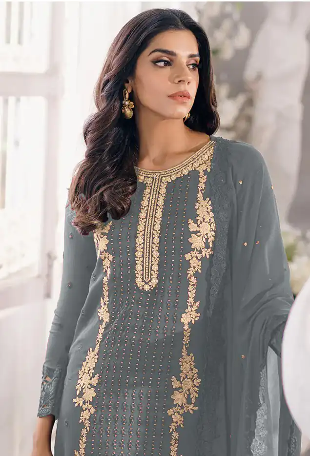 FC Mariya 1032 Grey Heavy Georgette Embroidery Anarkali Suit Wedding, Party, Festive events, etc. Expected Delivery  4-6 Working Days @1949/- Only | Anarkali Suits, Bollywood Anarkali, Creative-Anarkali, Designer Anarkali, Embroidered Anarkali, Party Wear Anarkali
