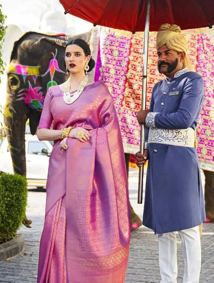 KP 5054  Pink Color Soft Lichi Silk Jacquard Rich Pallu Saree Casual, Party Wear, Wedding, Events Etc. Expected Delivery 4-6 Working Days @1349/- | Sarees, Bollywood Sarees, Creative Sarees, Designer Sarees, Embroidered Sarees, Ethnic Saree, Modern Digital sarees, Party Wear Sarees