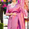 Dazzling Pink Color Soft Lichi Silk Jacquard Rich Pallu Saree