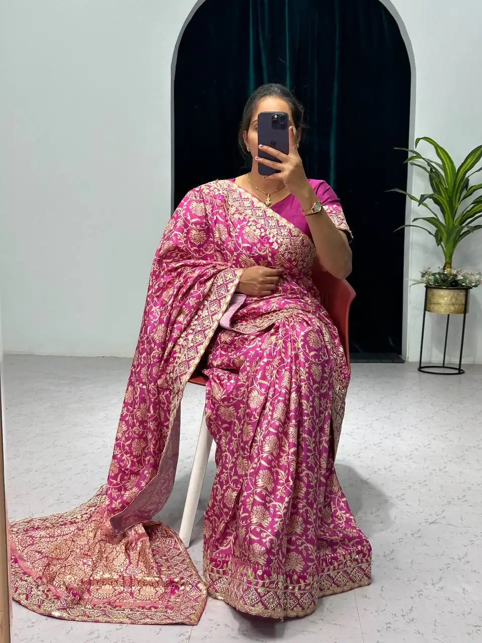 ST 390 Pink Color Vichitra Silk Digital Printed Embroidery Saree Casual, Wedding, Party, Festive, Events Etc. Expected Delivery 4-6 Working Days @1949/- | Sarees, Bollywood Sarees, Creative Sarees, Designer Sarees, Embroidered Sarees, Ethnic Saree, Modern Digital sarees, Party Wear Sarees