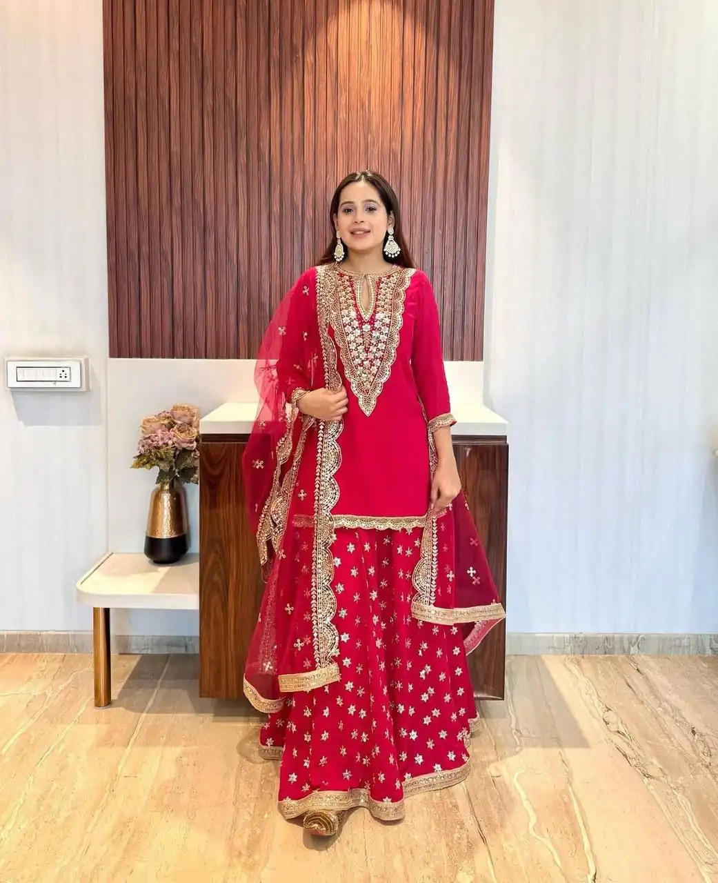 NSR 784 Red Color Georgette Embroidery Sequence Mirror Hand Work Salwar Suit Casual, Party Festive, Events Etc. Expected Delivery 4-6 Working Days @2050/- | Jump Suits, Salwar suit, Designer Suits, Casual Suits, Creative suits, Palazzo Suits, Party Wear Suits, Patiala Suits, Straight Suits