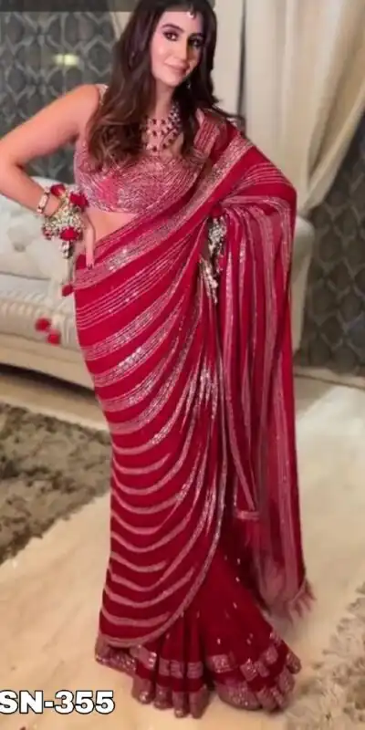 JR 607 Red Color Georgette Embroidery Pallu Scat Saree Blouse Mono Silk Embroidery  Casual, Wedding, Festive, Events Expected Delivery  4-6 Working Days @1649 | Sarees, Bollywood Sarees, Creative Sarees, Designer Sarees, Embroidered Sarees, Ethnic Saree, Modern Digital sarees, Party Wear Sarees
