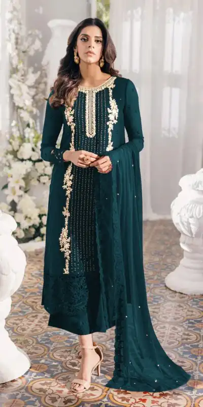 FC Mariya 1032 Stone Green Color Heavy Georgette Embroidery Anarkali Suit Wedding, Party, Festive events, etc. Expected Delivery  4-6 Working Days @1949/- | Anarkali Suits, Bollywood Anarkali, Creative-Anarkali, Designer Anarkali, Embroidered Anarkali, Party Wear Anarkali