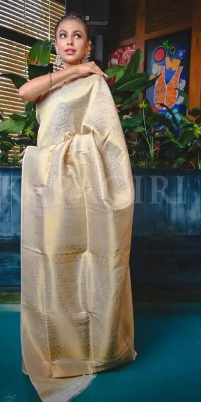 KP 5054  White Color Soft Lichi Silk Jacquard Rich Pallu Saree Casual, Party Wear, Wedding, Events Etc. Expected Delivery 4-6 Working Days @1349/- | Sarees, Bollywood Sarees, Creative Sarees, Designer Sarees, Embroidered Sarees, Ethnic Saree, Modern Digital sarees, Party Wear Sarees