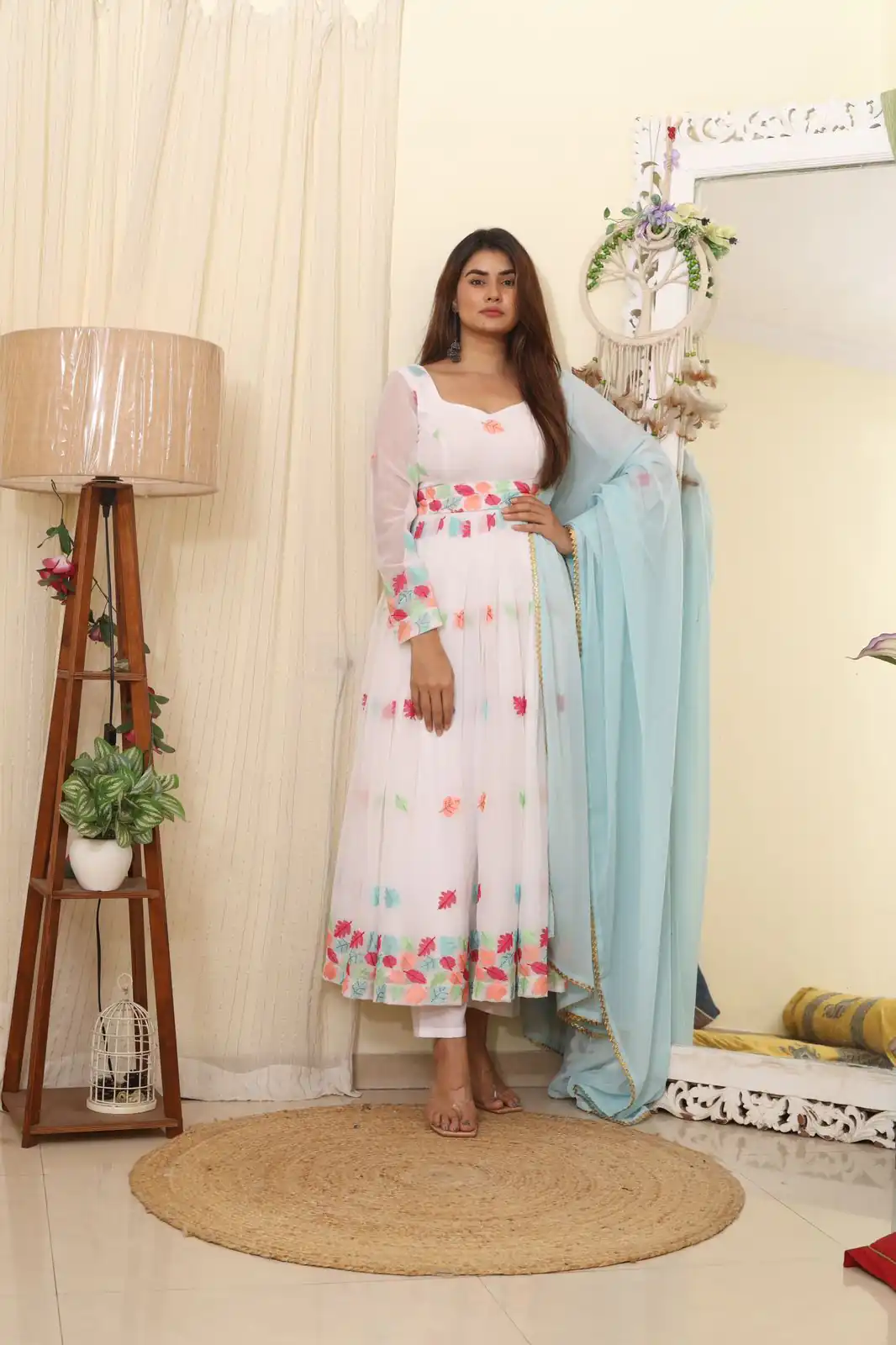 RTC 8041 B White  Color Georgette Embroidered Swarovski Anarkali Suit Casual, Wedding, Party, Festive, Events Etc. Expected Delivery 4-6 Working Days @1899 | Anarkali Suits, Bollywood Anarkali, Creative-Anarkali, Designer Anarkali, Embroidered Anarkali, Party Wear Anarkali, Straight Suits