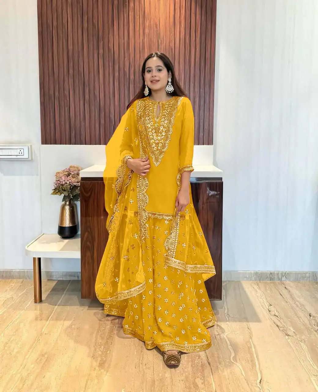 NSR 784 Yellow Color Georgette Embroidery Sequence Mirror Hand Work Salwar Suit Casual, Party Festive, Events Etc. Expected Delivery 4-6 Working Days @2050/ | Jump Suits, Salwar suit, Designer Suits, Casual Suits, Creative suits, Palazzo Suits, Party Wear Suits, Patiala Suits, Straight Suits