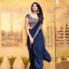 Eesha Rebba Royal Blue Color Georgette Embroidery Zari Saree