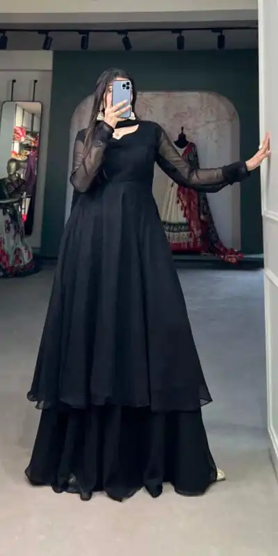 YNF3502 Black Color Georgette Plain Top Plain Plaza And Dupatta Casual, Wedding, Party, Festive, Events Etc.  Expected Delivery  4-6 Working Days @1999/- | Jump Suits, Salwar suit, Designer Suits, Casual Suits, Creative suits, Palazzo Suits, Party Wear Suits, Patiala Suits, Straight Suits
