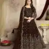 Elegant Coffee Color Georgette Multi Thread Zari Stich Anarkali Suit