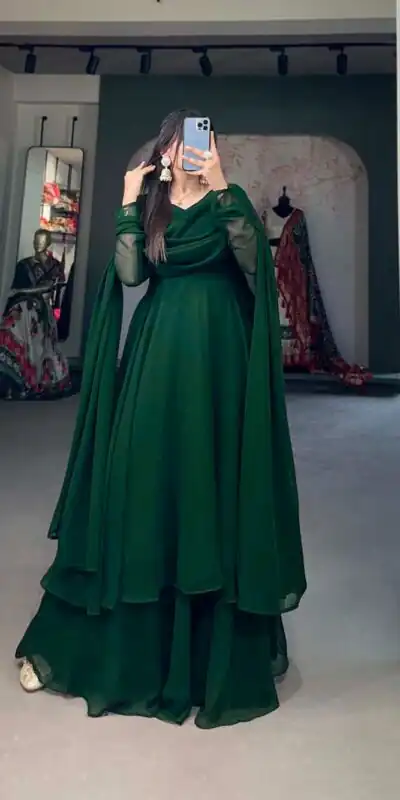 YNF3502 Green Color Georgette Plain Top Plain Plaza And Dupatta Casual, Wedding, Party, Festive, Events Etc. Expected Delivery 4-6 Working Days @1999/- | Jump Suits, Salwar suit, Designer Suits, Casual Suits, Creative suits, Palazzo Suits