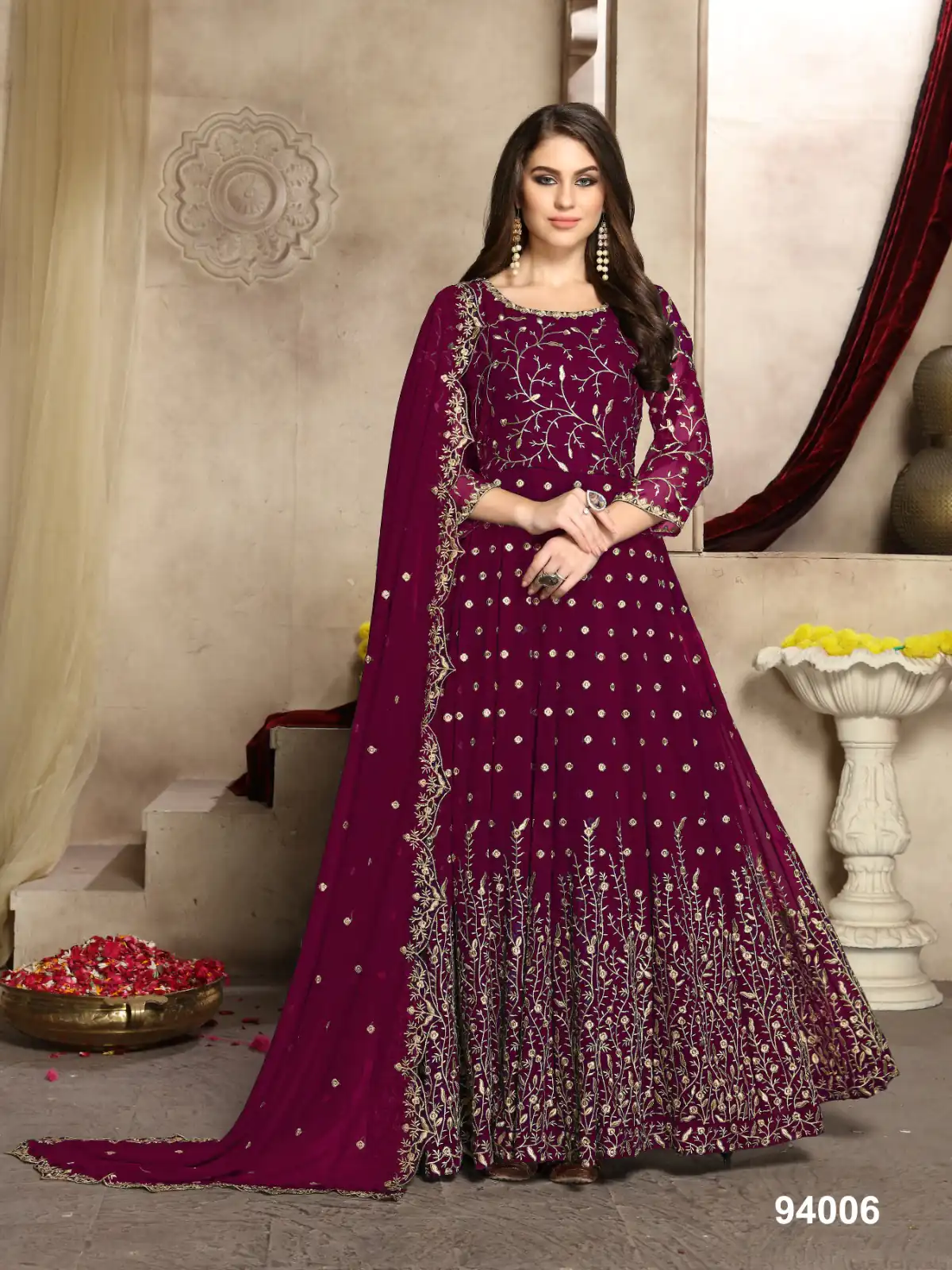 FC 94005 Maroon Color Georgette Multi Thread Zari Stich Anarkali Suit Wedding, Party, Festive events, etc. Expected Delivery 4-6 Working Days @2149/- | Anarkali Suits, Bollywood Anarkali, Creative-Anarkali, Designer Anarkali, Embroidered Anarkali, Party Wear Anarkali