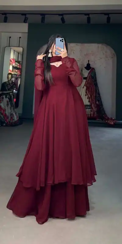 YNF3502 Maroon Color Georgette Plain Top Plain Plaza And Dupatta Casual, Wedding, Party, Festive, Events Etc. Expected Delivery 4-6 Working Days @1999/- | Jump Suits, Salwar suit, Designer Suits, Casual Suits, Creative suits, Palazzo Suits, Party Wear Suits, Patiala Suits, Straight Suits