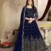 Elegant Navy Blue Color Georgette Multi Thread Zari Anarkali Suit