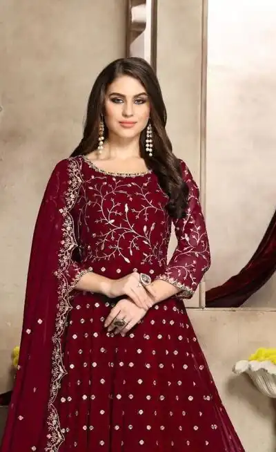  FC 94009 Red Color Georgette Multi Thread Zari Stich Anarkali Suit Wedding, Party, Festive events, etc. Expected Delivery  4-6 Working Days @2149/- | Anarkali Suits, Bollywood Anarkali, Creative-Anarkali, Designer Anarkali, Embroidered Anarkali, Party Wear Anarkali
