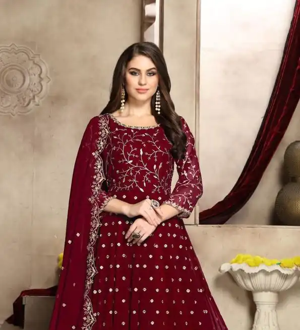  FC 94009 Red Color Georgette Multi Thread Zari Stich Anarkali Suit Wedding, Party, Festive events, etc. Expected Delivery  4-6 Working Days @2149/- | Anarkali Suits, Bollywood Anarkali, Creative-Anarkali, Designer Anarkali, Embroidered Anarkali, Party Wear Anarkali