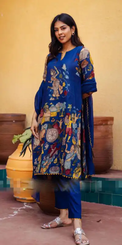 Pc 360 Royal Blue Color Cotton Kalamkari Print Work Casual, Party Wear, Wedding, Events, Festivals Wear Etc. Expected Delivery 4-6 Working Days @1899/- | Kurti, Bollywood Kurti, Creative Kurtis, Designer Kurti, Party Wear Kurti, Selfie Kurti