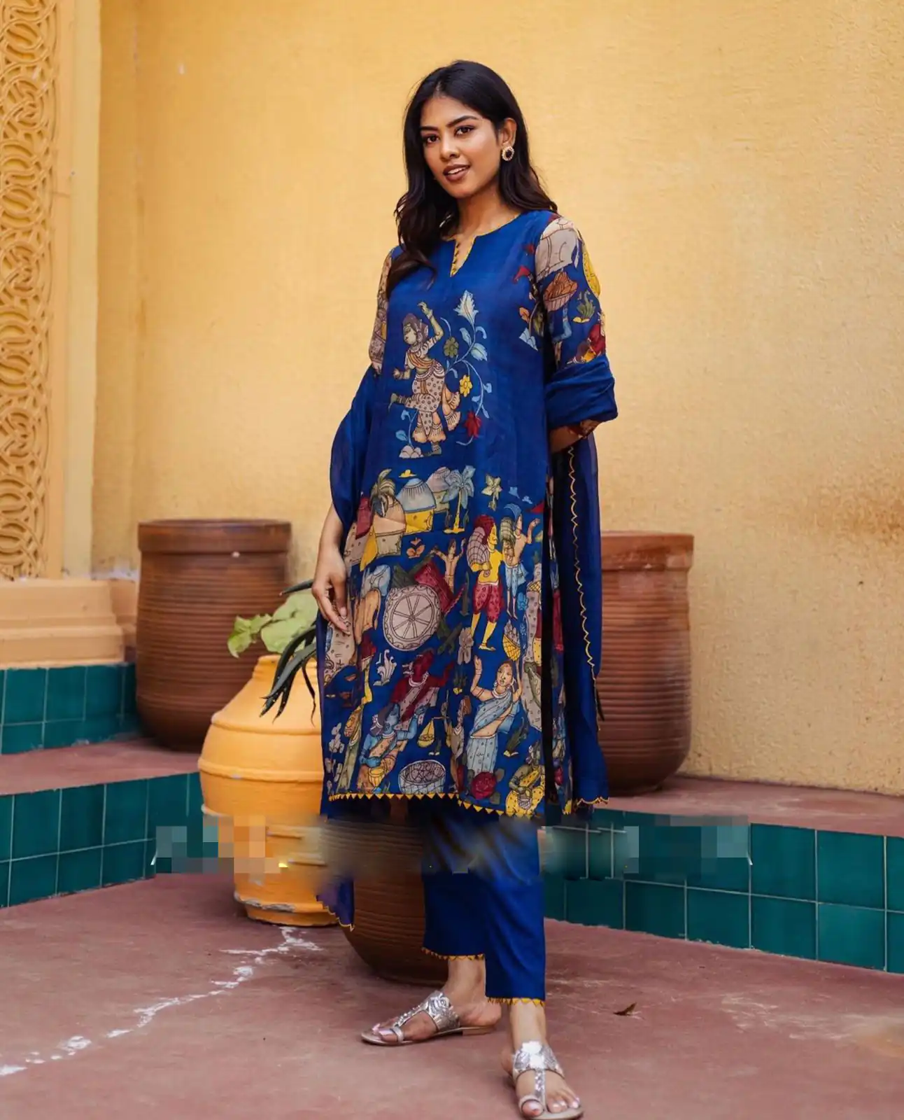 Pc 360 Royal Blue Color Cotton Kalamkari Print Work Casual, Party Wear, Wedding, Events, Festivals Wear Etc. Expected Delivery 4-6 Working Days @1899/- | Kurti, Bollywood Kurti, Creative Kurtis, Designer Kurti, Party Wear Kurti, Selfie Kurti