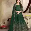 Elegant Stone Green Color Georgette Multi Thread Zari Anarkali Suit