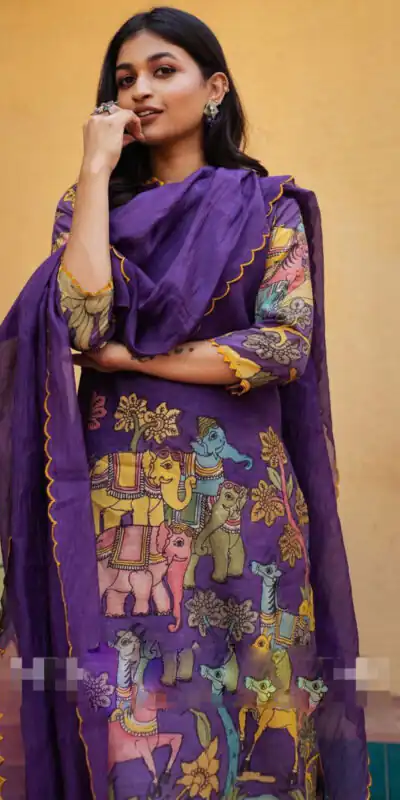 Pc 360 Violet Color Cotton Kalamkari Print Work Casual, Party Wear, Wedding, Events, Festivals Wear Etc. Expected Delivery 4-6 Working Days @1899/- | Kurti, Bollywood Kurti, Creative Kurtis, Designer Kurti, Party Wear Kurti, Selfie Kurti