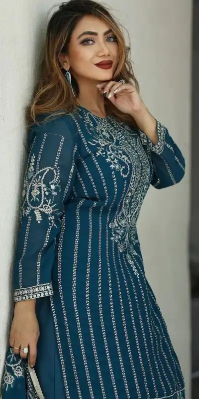 SRK 5152 Blue Color Pure Chinnon Silk Embroidery Sequence Salwar Suit Wedding, Party, Festive, Events Expected Delivery 4-6 Working Days @ 1899/- | Jump Suits, Salwar suit, Designer Suits, Casual Suits, Creative suits, Palazzo Suits, Party Wear Suits, Patiala Suits, Straight Suits