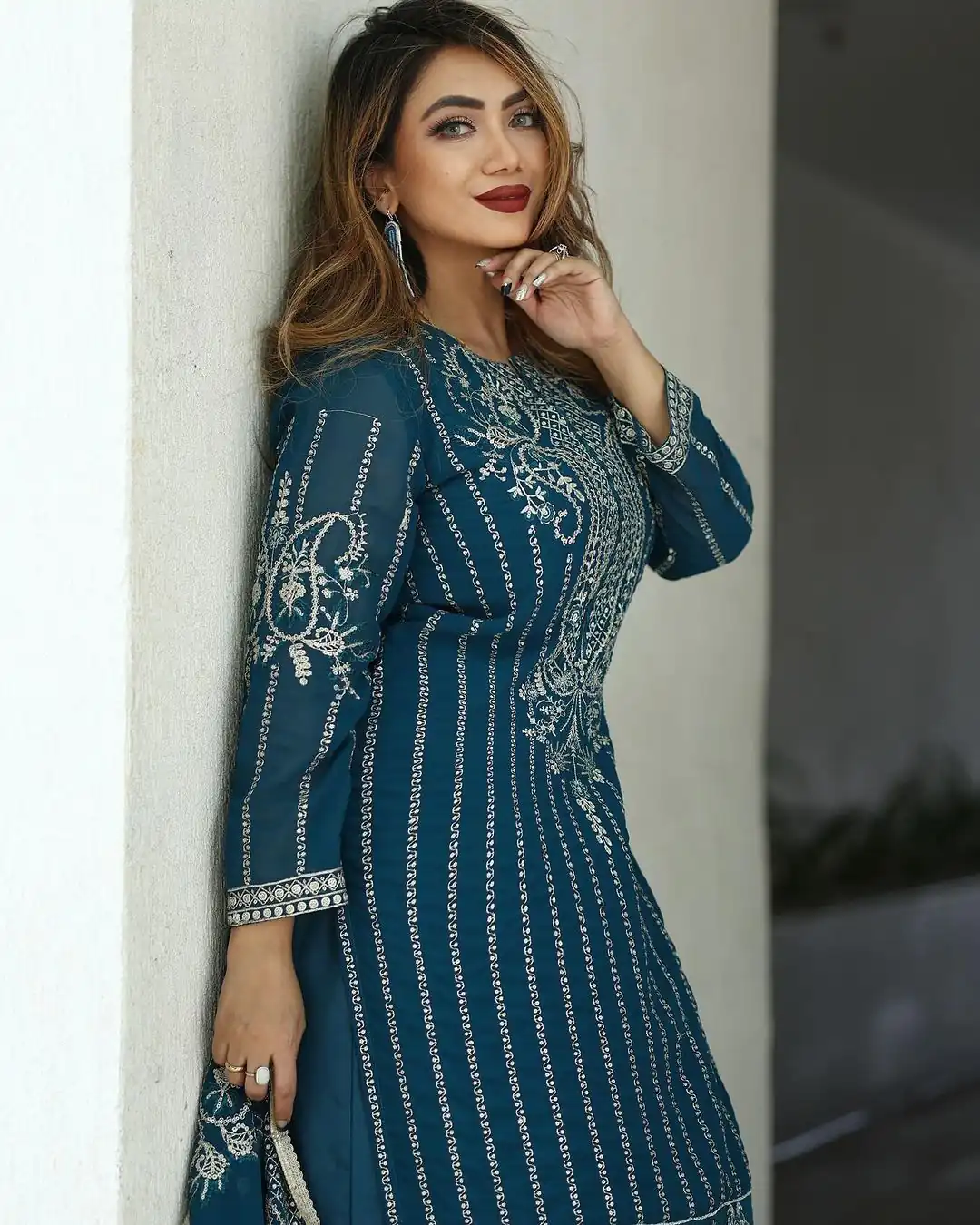 SRK 5152 Blue Color Pure Chinnon Silk Embroidery Sequence Salwar Suit Wedding, Party, Festive, Events Expected Delivery 4-6 Working Days @ 1899/- | Jump Suits, Salwar suit, Designer Suits, Casual Suits, Creative suits, Palazzo Suits, Party Wear Suits, Patiala Suits, Straight Suits