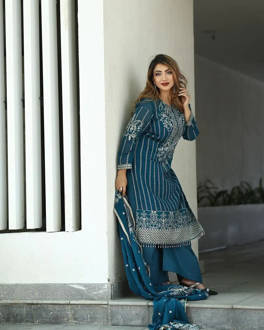 SRK 5152 Blue Color Pure Chinnon Silk Embroidery Sequence Salwar Suit Wedding, Party, Festive, Events Expected Delivery 4-6 Working Days @ 1899/- | Jump Suits, Salwar suit, Designer Suits, Casual Suits, Creative suits, Palazzo Suits, Party Wear Suits, Patiala Suits, Straight Suits