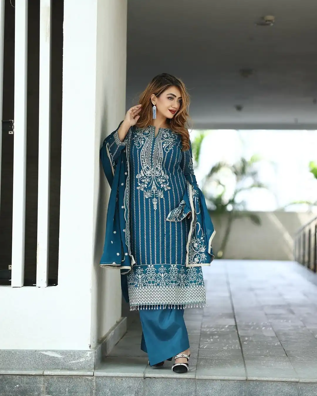 SRK 5152 Blue Color Pure Chinnon Silk Embroidery Sequence Salwar Suit Wedding, Party, Festive, Events Expected Delivery 4-6 Working Days @ 1899/- | Jump Suits, Salwar suit, Designer Suits, Casual Suits, Creative suits, Palazzo Suits, Party Wear Suits, Patiala Suits, Straight Suits