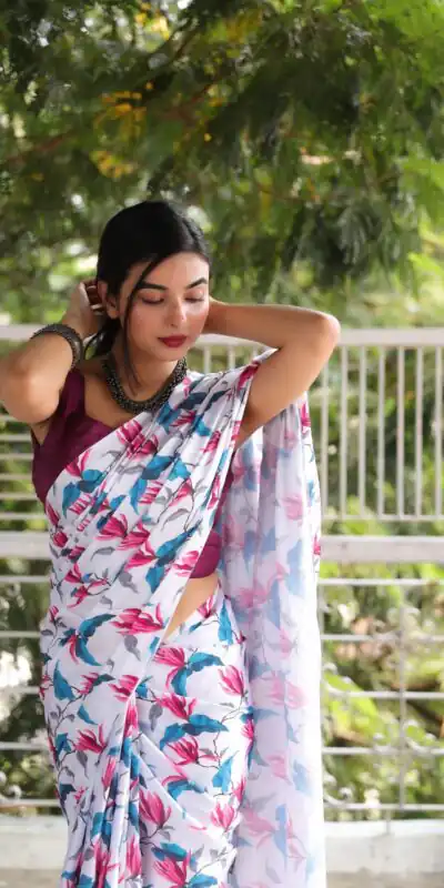 Veechis 105 White Heavy Devsena Soft Silk Saree Digital Print Saree Casual, Party , Festive, Events Etc. Expected Delivery 4-6 Working Days @1499/- | Sarees, Bollywood Sarees, Creative Sarees, Designer Sarees, Embroidered Sarees, Modern Digital sarees, Party Wear Sarees