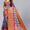 MB™️  3243 Grey Color Soft Organic Tissue Silk Saree Gold ,Silver Zari Weaving Casual, Party Wear, Festival, Events, Etc. Delivery 4-6 Working Days @1550/- | Sarees, Bollywood Sarees, Creative Sarees, Designer Sarees, Embroidered Sarees, Ethnic Saree, Modern Digital sarees, Party Wear Sarees