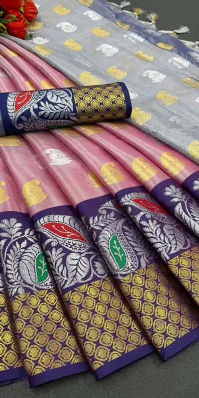MB™️  3243Peach Color Soft Organic Tissue Silk Saree Gold ,Silver Zari Weaving Casual, Party Wear, Festival, Events, Etc. Delivery 4-6 Working Days @1550/- | Sarees, Bollywood Sarees, Creative Sarees, Designer Sarees, Embroidered Sarees, Ethnic Saree, Modern Digital sarees, Party Wear Sarees
