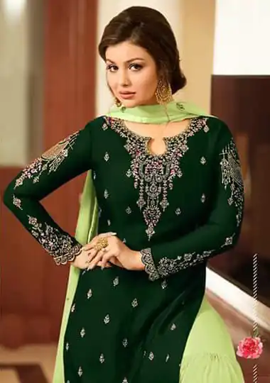 FC Fiona 22216  Stone Green Georgette Embroidery Stone Work Sharara Suit Wedding, Party, Festive, Events Etc. Expected Delivery 4-6 Working Days  @1949/- | Jump Suits, Salwar suit, Designer Suits, Casual Suits, Creative suits, Palazzo Suits, Party Wear Suits, Patiala Suits, Straight Suits