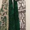Feminine StoneGreen Color Net Embroidery Diamond Sharara Suit