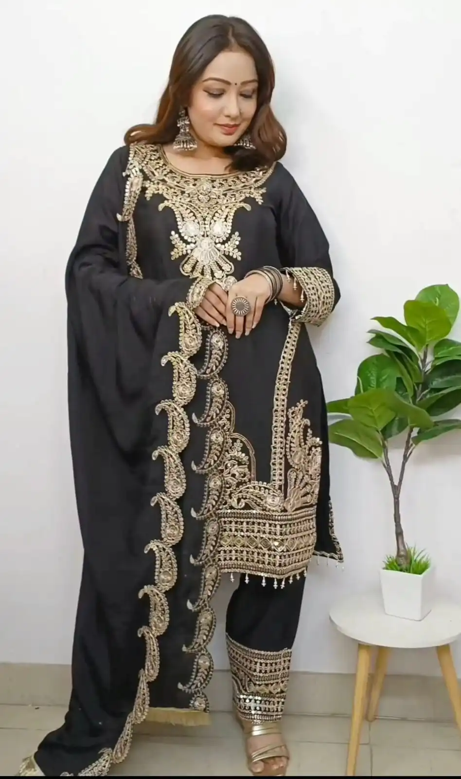 SRK 5149 Black Color Pure Chinnon Silk Embroidery Sequence Salwar Suit Wedding, Party, Festive, Events Expected Delivery 4-6 Working Days @ 2049/- | Jump Suits, Salwar suit, Designer Suits, Casual Suits, Creative suits, Palazzo Suits, Party Wear Suits, Patiala Suits, Straight Suits