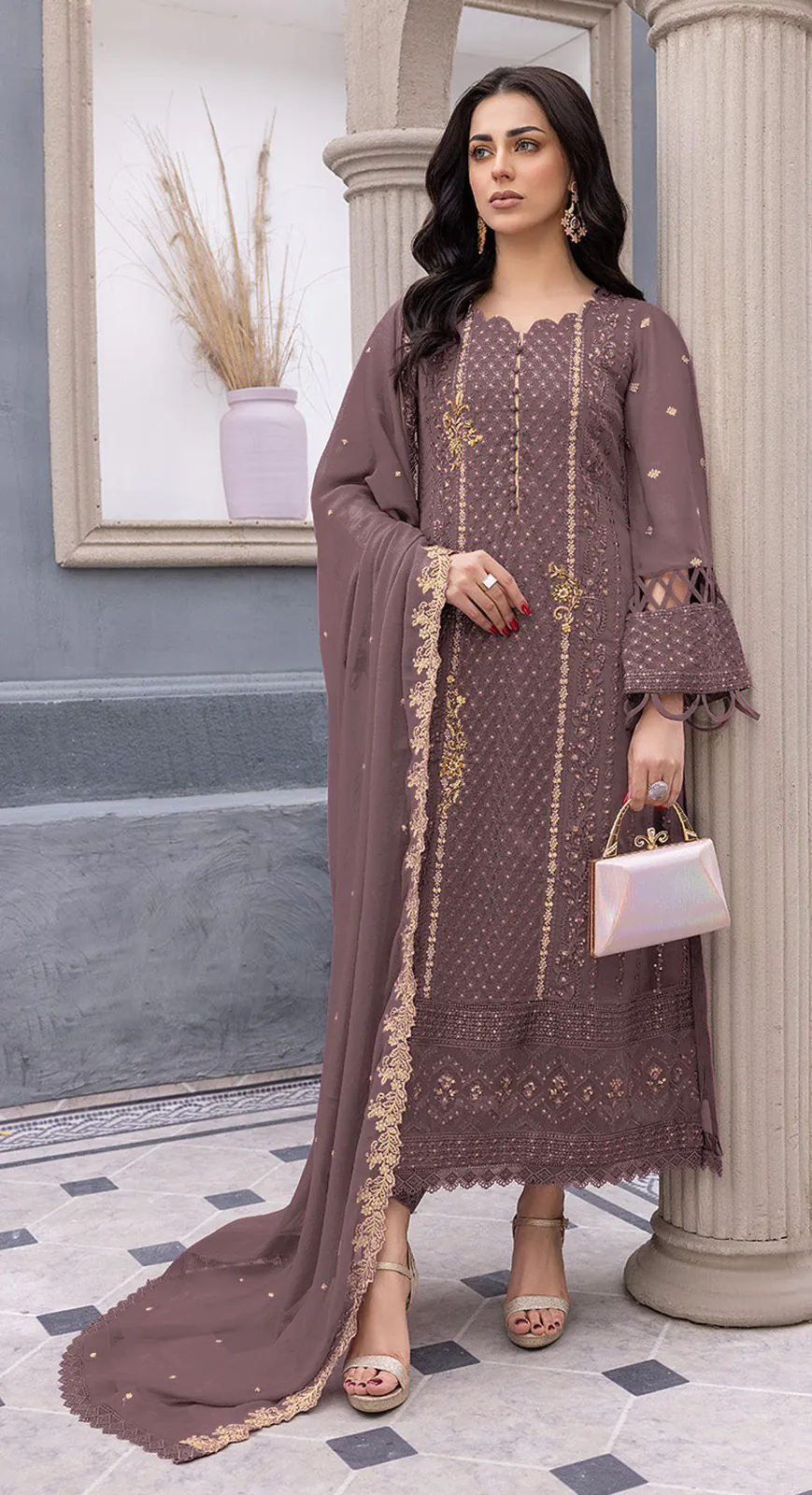 FC MARIA 1038 Light Coffee Color Heavy Georgette Embroidery Salwar Suit Wedding, Party, Festive events, etc.  Expected Delivery  4-6 Working Days @1949/- Only | Jump Suits, Salwar suit, Designer Suits, Casual Suits, Creative suits, Palazzo Suits, Party Wear Suits, Patiala Suits, Straight Suits