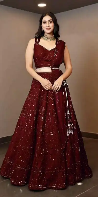RC 215 Maroon Color Heavy Georgette Embroidery Sequins Work lace border Lehenga Choli Casual, Wedding, Party, Festive, Events Etc. 4-6 Working Days 1999/- | Lehenga, Bollywood Lehenga, Creative Lehenga, Designer Lehenga, Embroidered Lehenga, Party Wear Lehenga