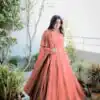 Glamorous Peach Color Georgette Embroidery Work Anarkali Suit